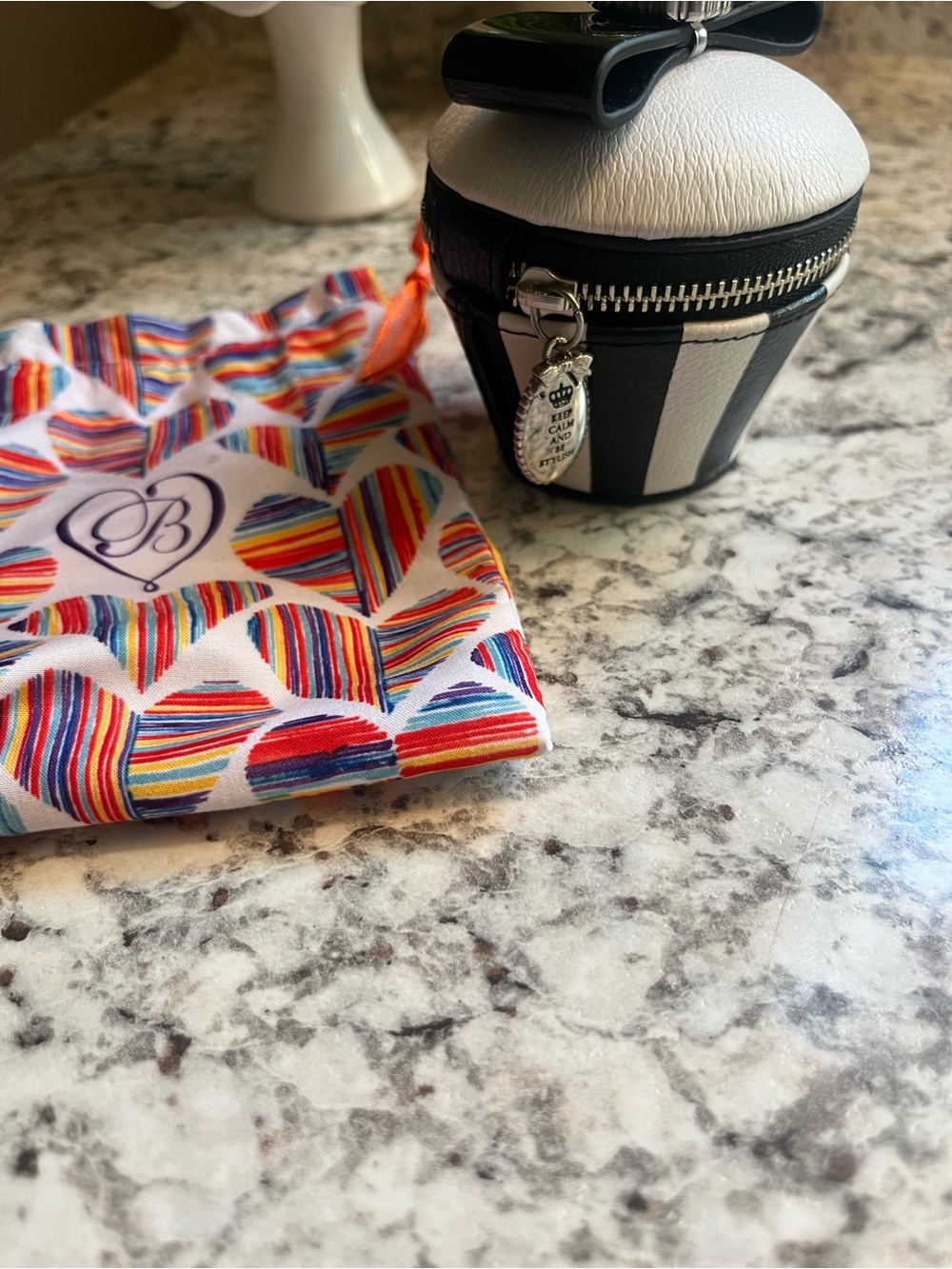 Black and White Striped Jewelry Case with Bow by Brighton